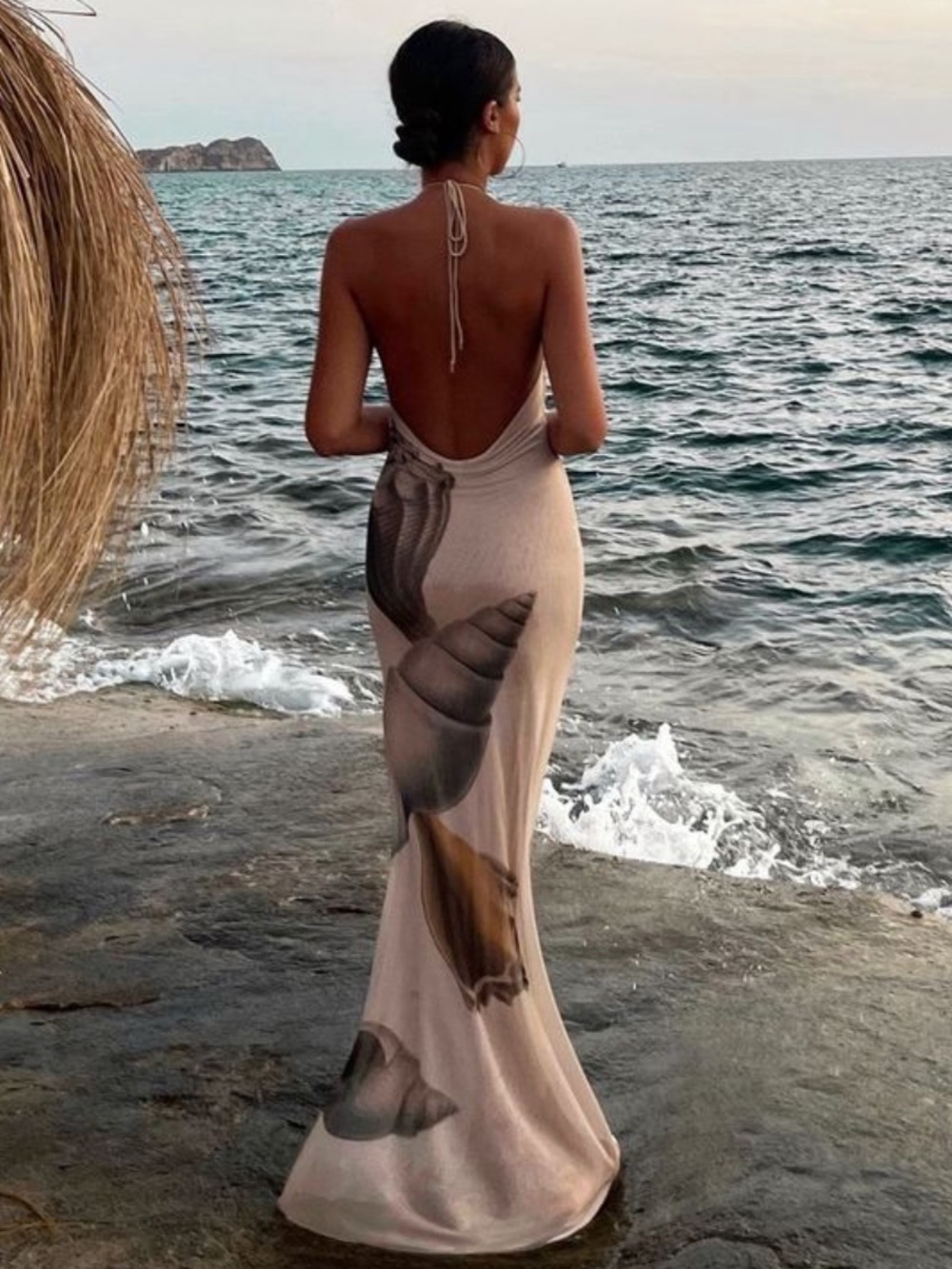 NWT zara bloggers favorite seashell maxi dress halter style - Picture 6 of 6